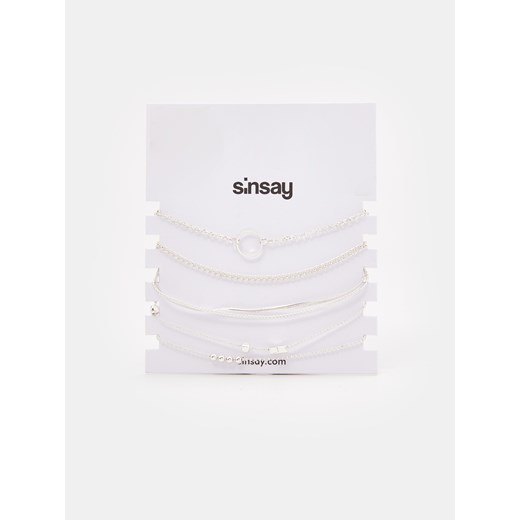 Sinsay - Bransoletki 5 pack - Srebrny Sinsay Jeden rozmiar Sinsay
