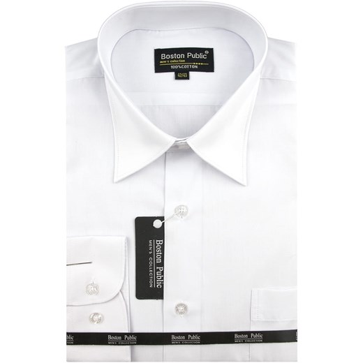 Koszula Męska Boston Public gładka biała z długim rękawem D698 Boston Public XS promocyjna cena ŚWIAT KOSZUL