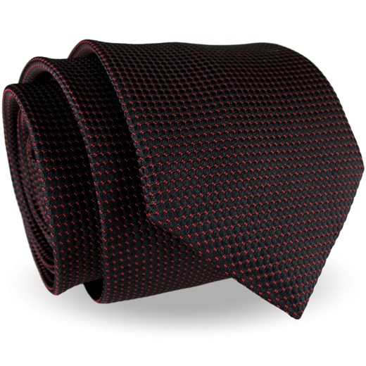 Krawat Męski Elegancki modny klasyczny szeroki czarny w bordowe wzorki G213 Jasman okazja ŚWIAT KOSZUL
