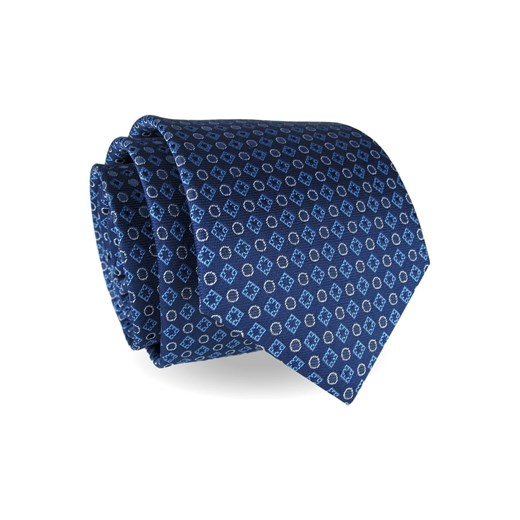 Krawat Męski Elegancki Modny klasyczny szeroki granatowy niebieski we wzorki G228 Jasman ŚWIAT KOSZUL promocja
