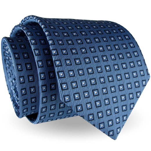Krawat Męski Elegancki Modny klasyczny szeroki niebieski we wzory  G231 Jasman okazja ŚWIAT KOSZUL