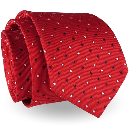 Krawat Męski Elegancki Modny klasyczny szeroki czerwony we wzory G238 Jasman wyprzedaż ŚWIAT KOSZUL