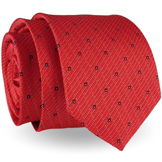 Krawat Męski Elegancki Modny klasyczny szeroki czerwony we wzory G241 Jasman ŚWIAT KOSZUL okazja