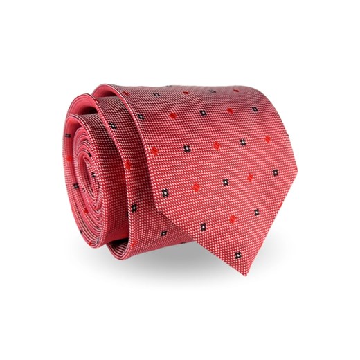 Krawat Męski Elegancki Modny klasyczny czerwony we wzorki G256 Jasman okazja ŚWIAT KOSZUL