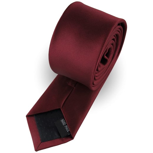 Krawat Męski Elegancki Modny Śledź wąski gładki ciemny bordowy burgundowy G301 okazyjna cena ŚWIAT KOSZUL