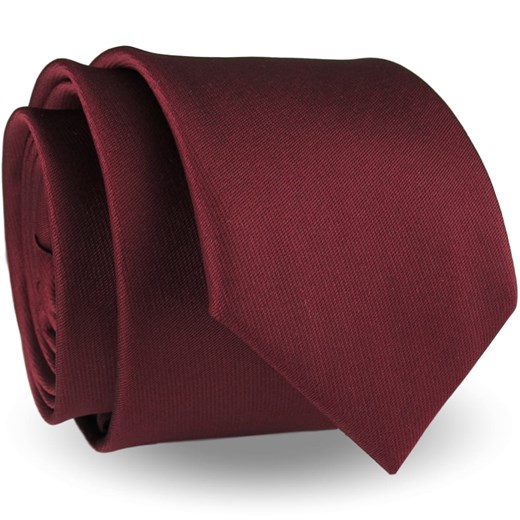 Krawat Męski Elegancki Modny Śledź wąski gładki ciemny bordowy burgundowy G301 promocja ŚWIAT KOSZUL