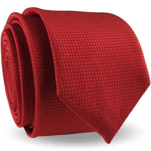 Krawat Męski Elegancki Modny Klasyczny szeroki czerwony w delikatną kratkę G335 promocja ŚWIAT KOSZUL