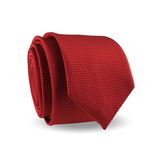 Krawat Męski Elegancki Modny Śledź wąski czerwony w delikatną kratkę G340 okazja ŚWIAT KOSZUL