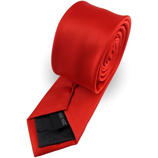 Krawat Męski Elegancki Modny Śledź wąski gładki czerwony makowy G348 okazja ŚWIAT KOSZUL