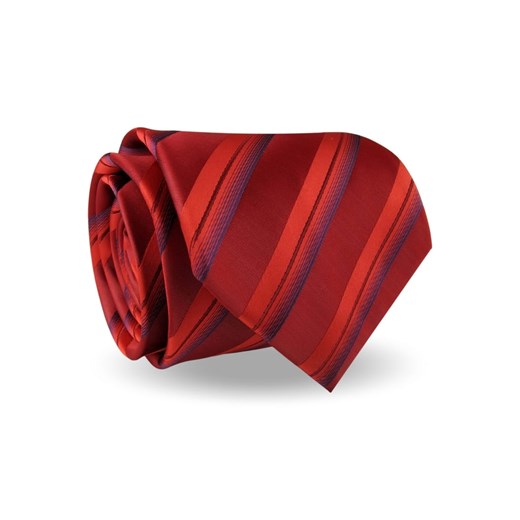 Krawat Męski Elegancki Modny Klasyczny szeroki czerwony w paski z połyskiem G543 Dunpillo okazyjna cena ŚWIAT KOSZUL