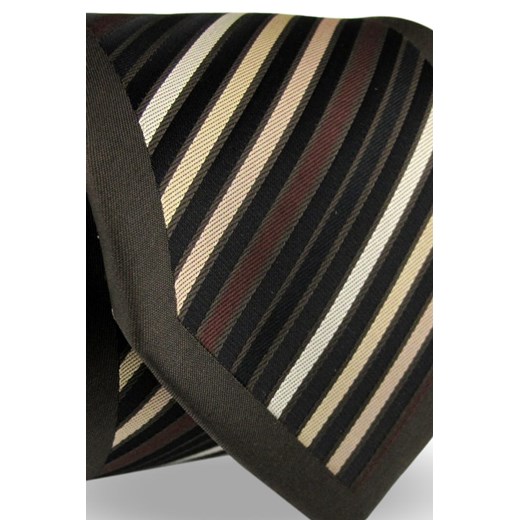 Krawat Męski Elegancki Modny Klasyczny szeroki brązowy w paski z połyskiem G551 Cavaletto okazja ŚWIAT KOSZUL