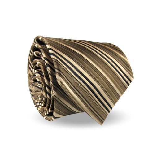Krawat Męski Elegancki Modny Klasyczny szeroki brązowy w paski z połyskiem G556 Dunpillo ŚWIAT KOSZUL okazyjna cena
