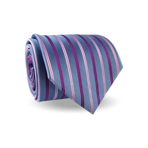Krawat Męski Elegancki Modny Klasyczny szeroki fioletowy w paski z połyskiem G575 wyprzedaż ŚWIAT KOSZUL