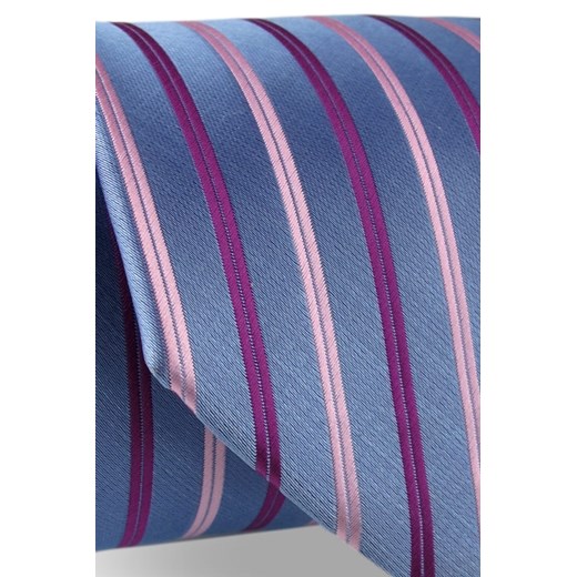 Krawat Męski Elegancki Modny Klasyczny szeroki fioletowy w paski z połyskiem G575 wyprzedaż ŚWIAT KOSZUL