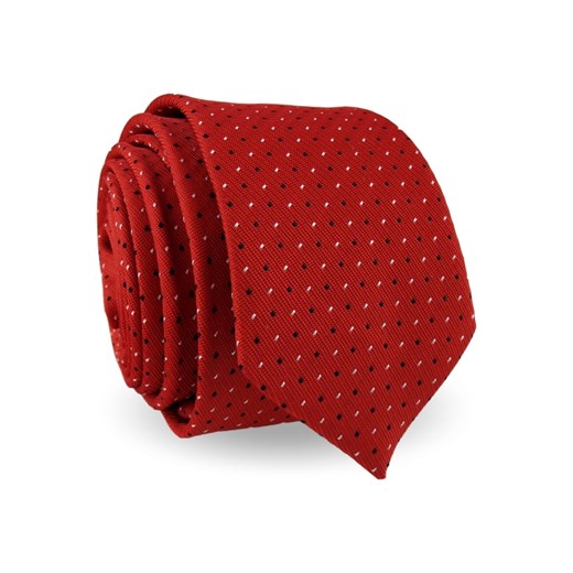 Krawat Męski Elegancki Modny Śledź wąski czerwony we wzorki G592 Jasman promocja ŚWIAT KOSZUL