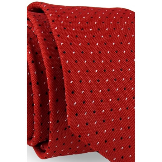 Krawat Męski Elegancki Modny Śledź wąski czerwony we wzorki G592 Jasman wyprzedaż ŚWIAT KOSZUL