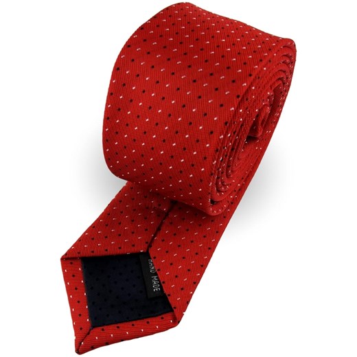 Krawat Męski Elegancki Modny Śledź wąski czerwony we wzorki G592 Jasman promocja ŚWIAT KOSZUL