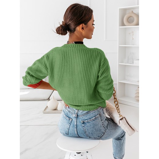 Sweter kardigan zapinany na guziki - ORNETTA - oliwkowy one size magmac.pl