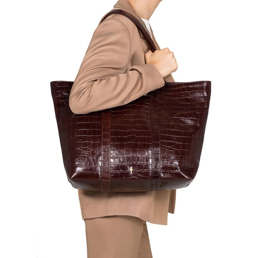 Shopper bag Ochnik duża lakierowana elegancka na ramię 
