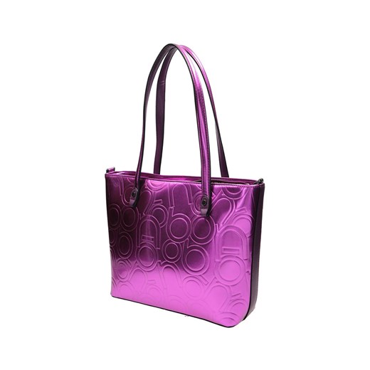 Shopper bag mieszcząca a7 fioletowa na ramię 