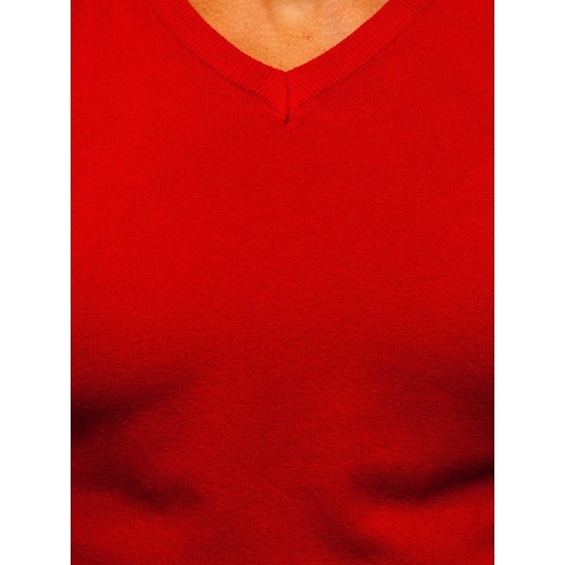 Czerwony sweter męski w serek Denley YY03 L okazja Denley