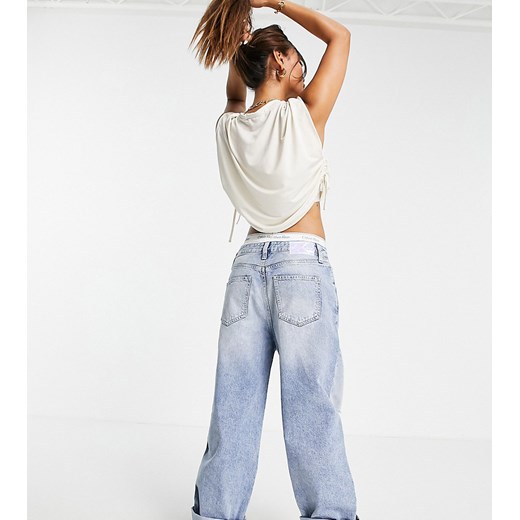 Calvin Klein Jeans Exclusive – Niebieskie bardzo luźne jeansy z podwiniętymi nogawkami W34 Asos Poland