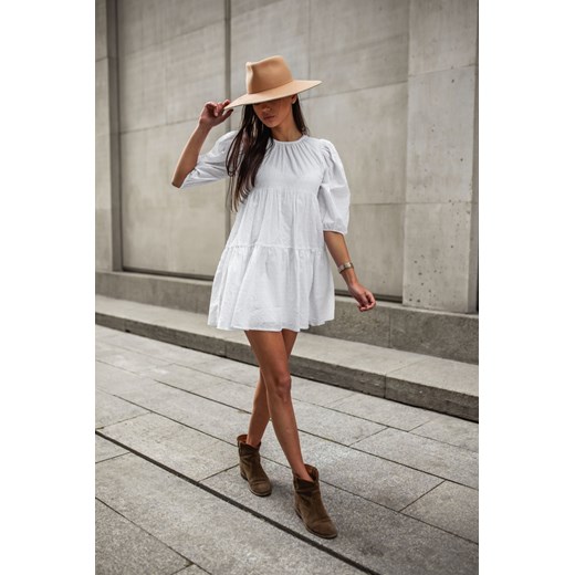 Sukienka rozkloszowana biała w kropeczki - PENELOPE by Marsala M promocja Marsala