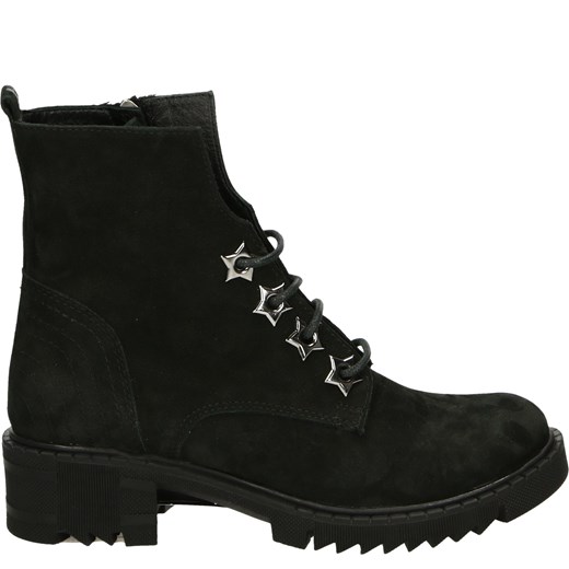 VENEZIA Botki z dekoracyjnymi przelotkami - 0010224M BLACK Venezia 38 okazja Venezia