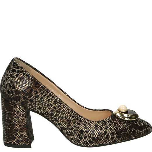 VENEZIA Czółenka na słupku - 01567 GOLD-BROWN Venezia 36 okazja Venezia