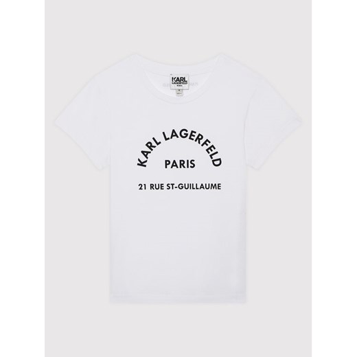 T-shirt chłopięce biały Karl Lagerfeld w nadruki 