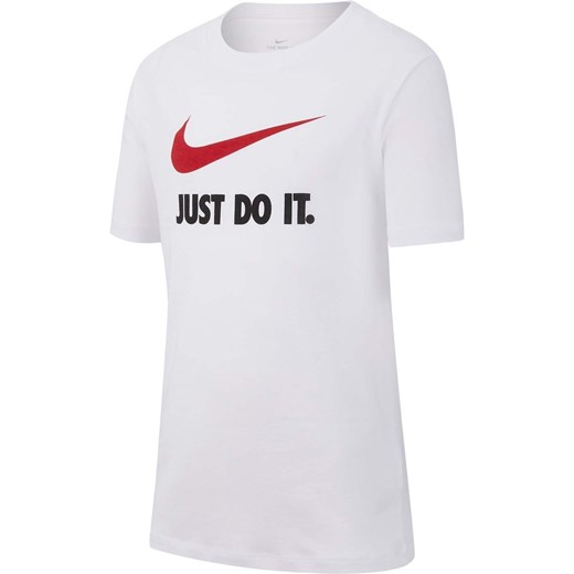 Dziecięca Koszulka _NIKE B NSW TEE JDI SWOOSH WHITE/UNIVERSITY RED AR5249-100 _nike L wyprzedaż sklepmartes.pl