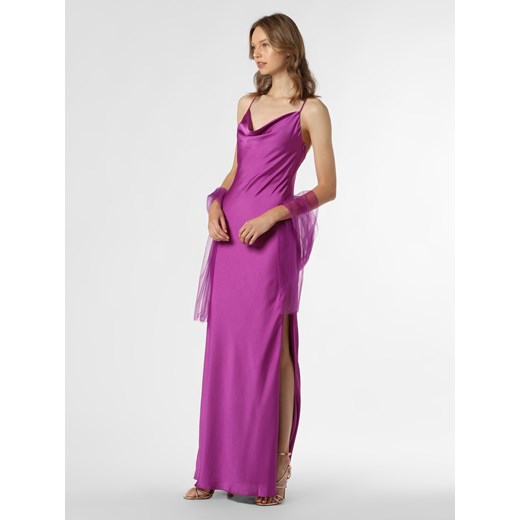 Unique Damska sukienka wieczorowa z etolą Kobiety Satyna purpurowy jednolity Unique 34 vangraaf