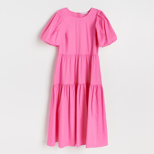 Reserved - Sukienka z bufiastymi rękawami - Różowy Reserved 38 promocja Reserved