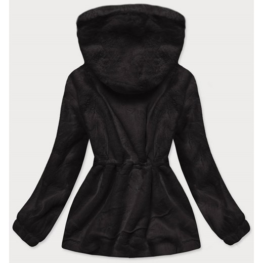 FUTRZANA KURTKA DAMSKA Z KAPTUREM CZARNA (BR9596-1) Goodlookin.pl XXL (44) goodlookin.pl