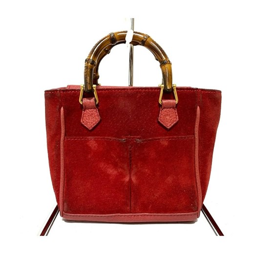 Shopper bag Gucci czerwona z zamszu mieszcząca a6 