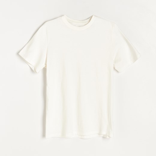 Reserved - Gładki T-shirt Basic - Kremowy Reserved XXL okazyjna cena Reserved