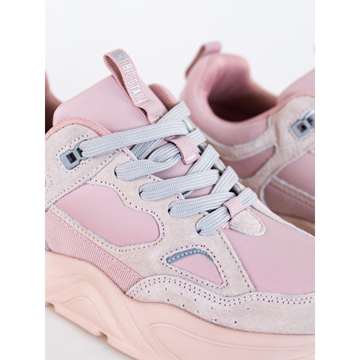 BIG STAR buty sportowe damskie sneakersy różowe sznurowane 