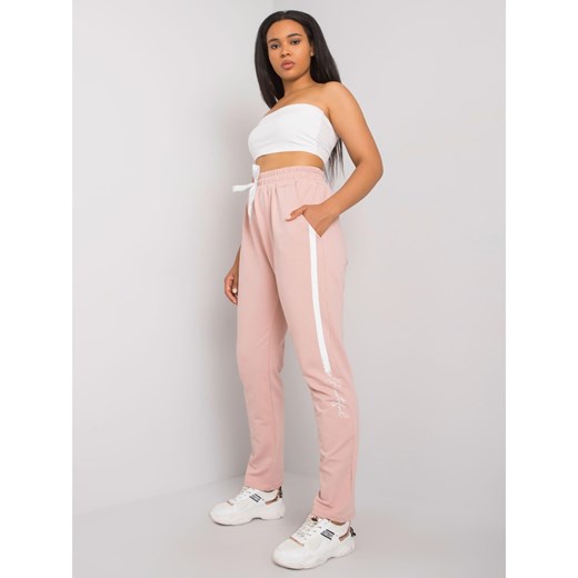 Dusty pink plus size sweatpants with a print Fashionhunters 4XL Factcool