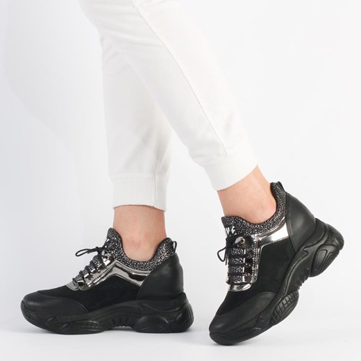 Czarne sneakersy damskie Navy Dot 56002 ze sklepu suzana.pl w kategorii Buty sportowe damskie - zdjęcie 120366005