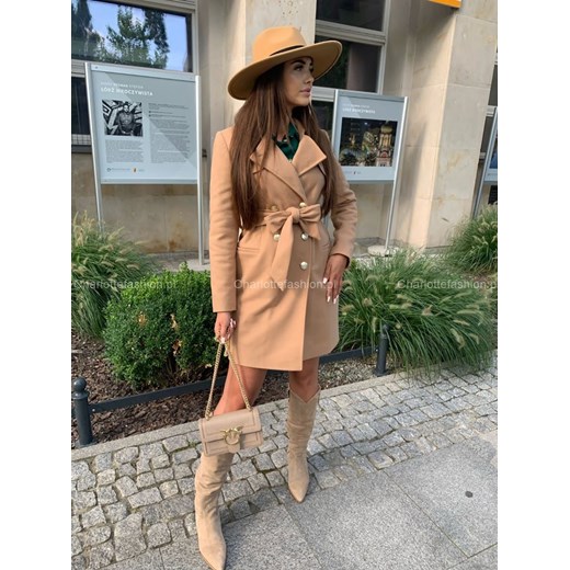 Płaszcz jesienno zimowy Ellie cappuccino H200 La Diva L/40 Charlotte Fashion