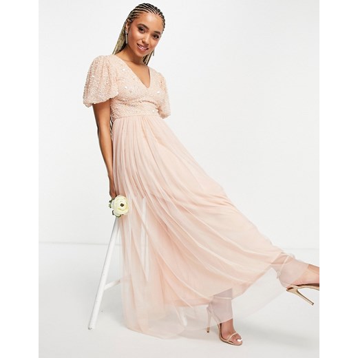 Różowa sukienka Beauut elegancka w serek