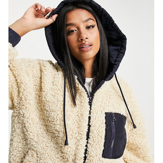 Topshop Petite kurtka damska beżowa casual z kapturem