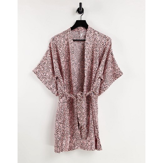 Cotton:On – Satynowy szlafrok kimono w kropki-Różowy Cotton:on XS-S Asos Poland