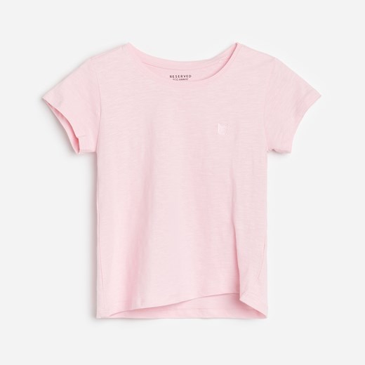 Reserved - Bawełniany t-shirt z haftem - Różowy Reserved 146 wyprzedaż Reserved