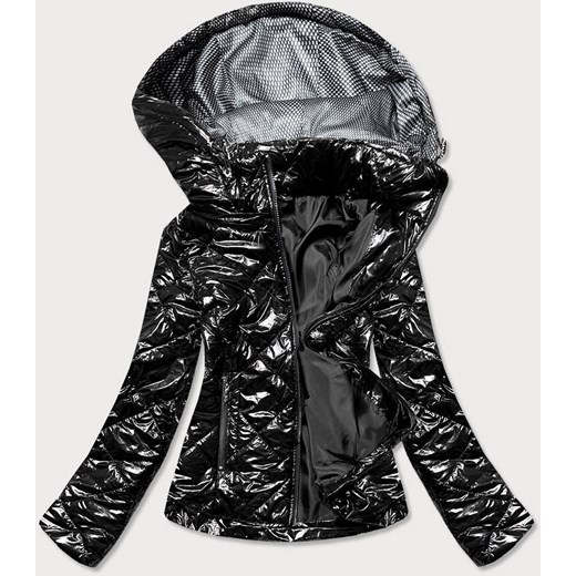 Błyszcząca damska kurtka czarna (b9756-1) ze sklepu goodlookin.pl w kategorii Kurtki damskie - zdjęcie 120493889