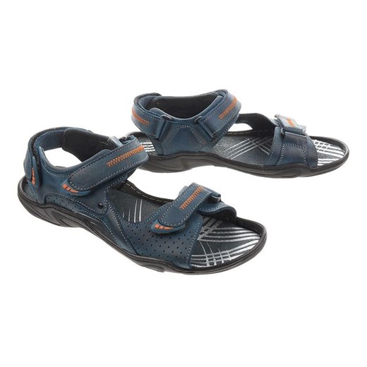 Sandały męskie granatowe Buty Olivier z klamrą