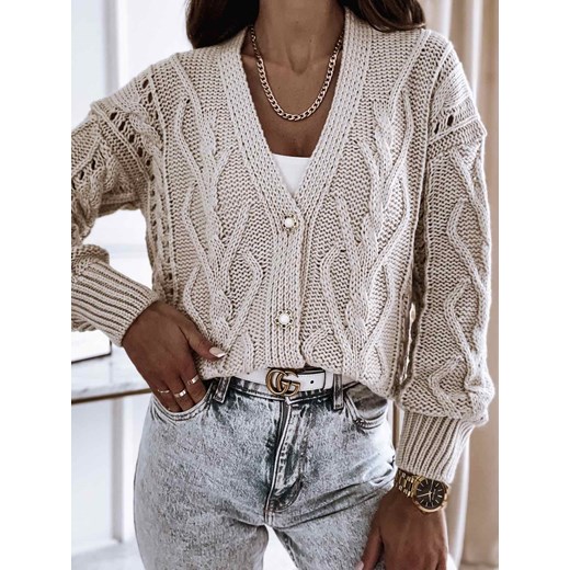 Sweter damski z dekoltem w serek