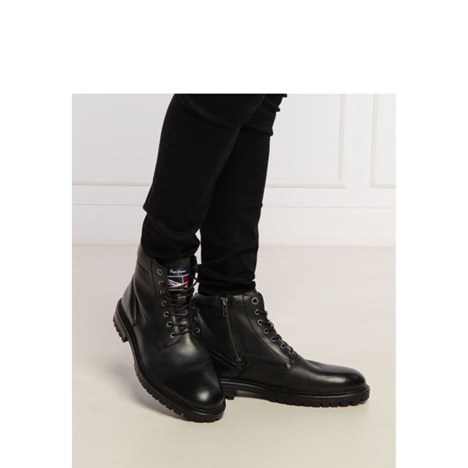 Buty zimowe męskie Pepe Jeans czarne ze skóry casualowe wiązane 