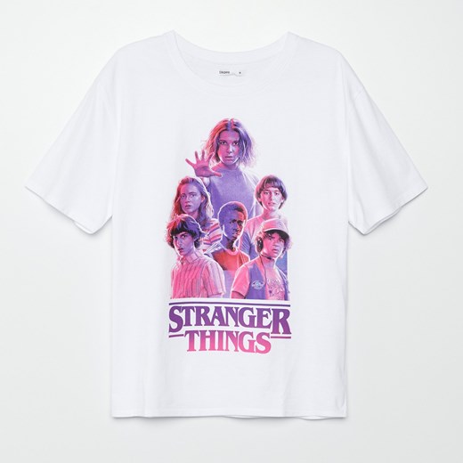 Cropp - Koszulka Stranger Things - Biały Cropp M Cropp