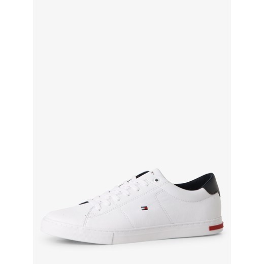 Tommy Hilfiger Tenisówki z dodatkiem skóry Mężczyźni Sztuczna skóra biały jednolity ze sklepu vangraaf w kategorii Trampki męskie - zdjęcie 120590829